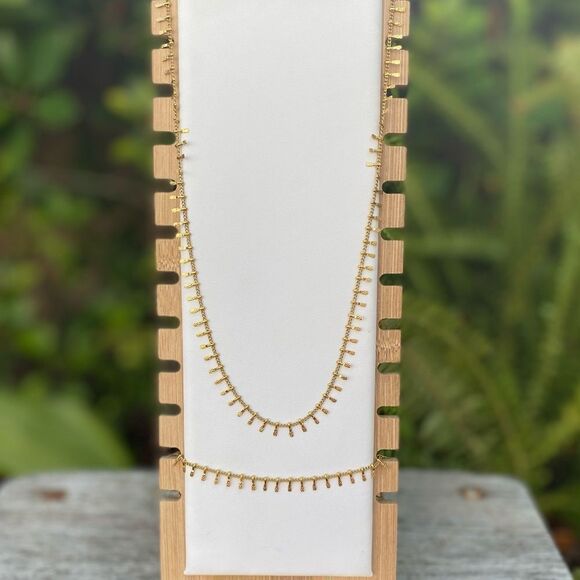 New NWOT Slide Jewelry Matching Gold Boho Fringe Necklace & Bracelet. - Picture 5 of 8